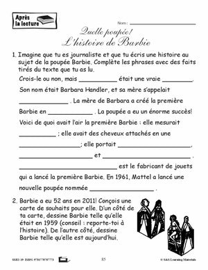 Compréhension de textes informatifs pour filles 3e année
