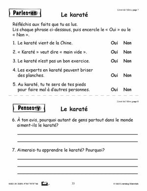 Compréhension de textes informatifs pour garçons 1e année