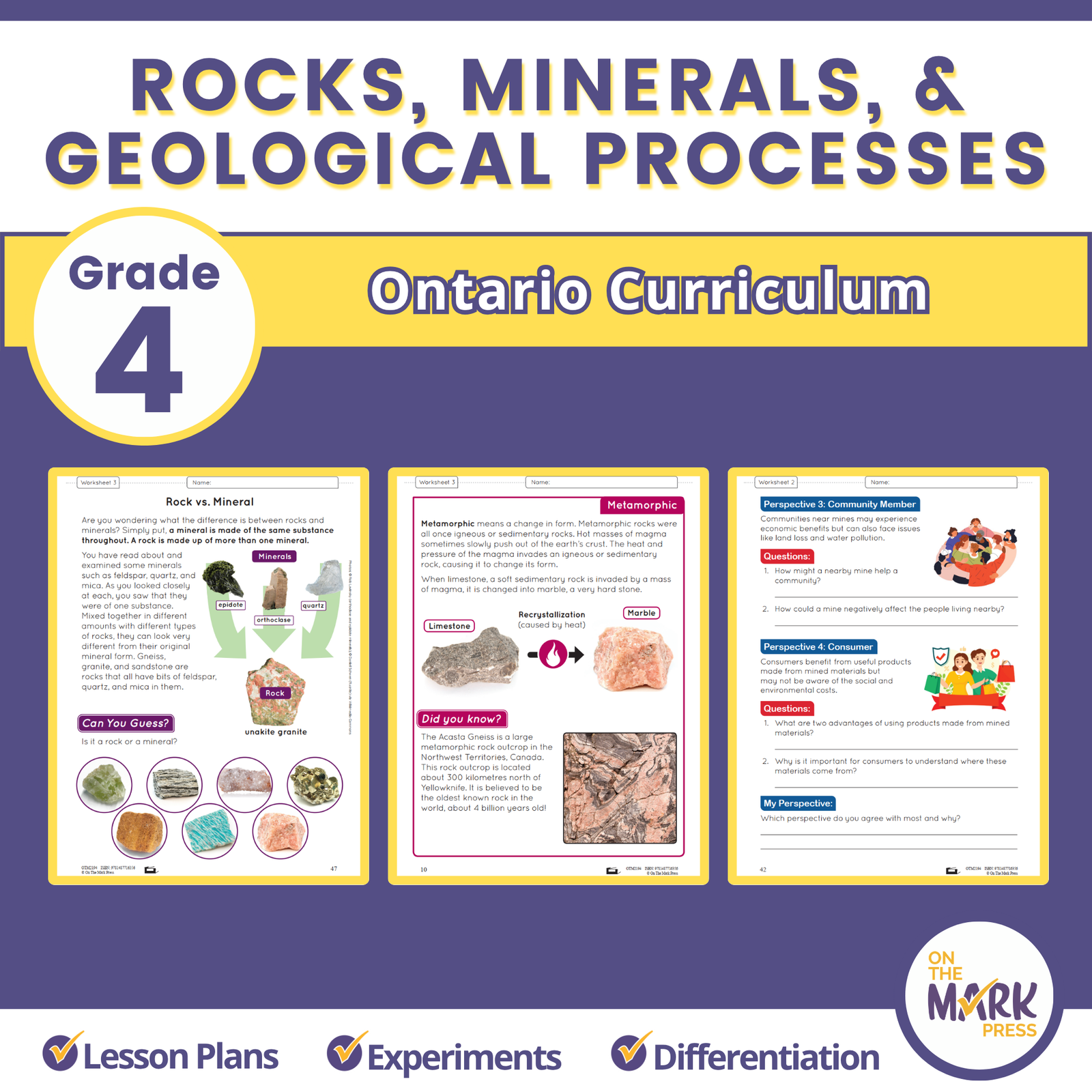 Rocks, Minerals, & Geological Processes Grade 4 Ontario 2022 Curriculum