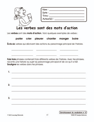Développement du vocabulaire 1e à 3e année : activités d'analyse littéraire