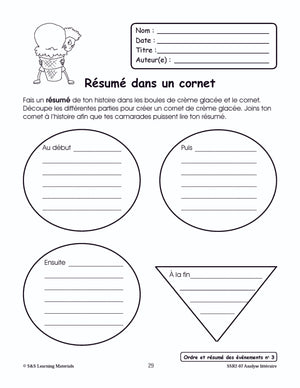 Ordre et résumé des événements 1e à 3e année : activités d'analyse littéraire