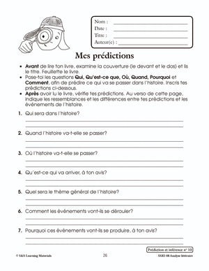 Prédiction et inférence 4e à 6e année : activités d'analyse littéraire
