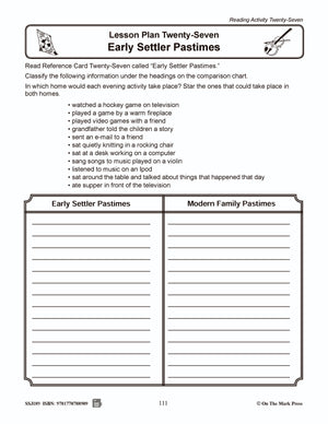 Early Settler Pastimes Grades 2-4