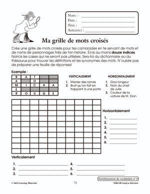 Enrichissement du vocabulaire 4e à 6e année : activités d'analyse littéraire