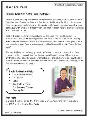 Barbara Reid: Cdn Author/Illustrator Social Studies Reading Lesson  Gr. 3-4