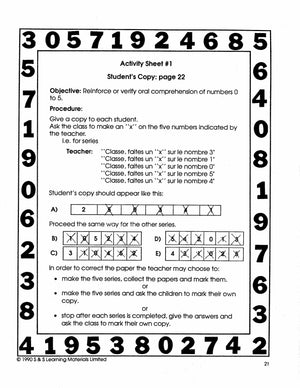 Les Nombres: English Instructions 1e à 3e année