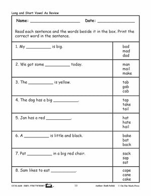Long & Short Vowel 10 Lesson Bundle With Tests! Grades K-1
