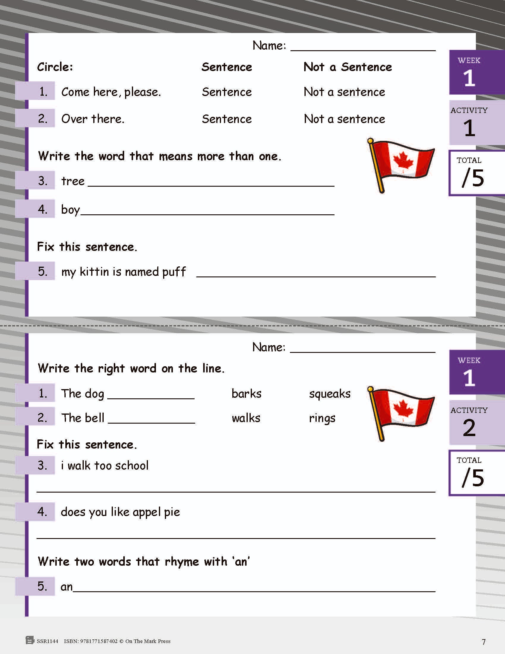 Canadian Language Activities Split Grades 1/2 $avings Bundle!