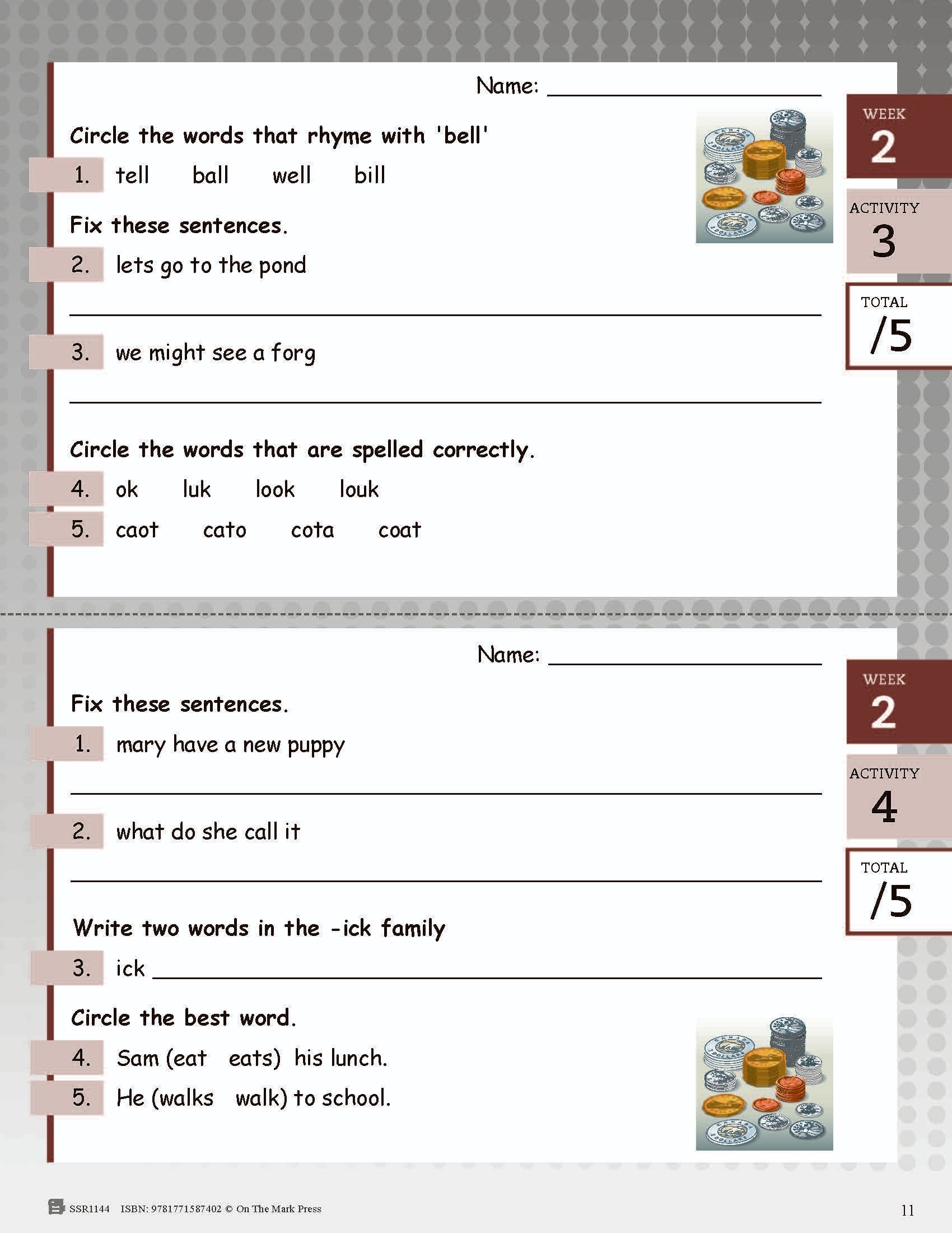 Canadian Language Activities Split Grades 1/2 $avings Bundle!