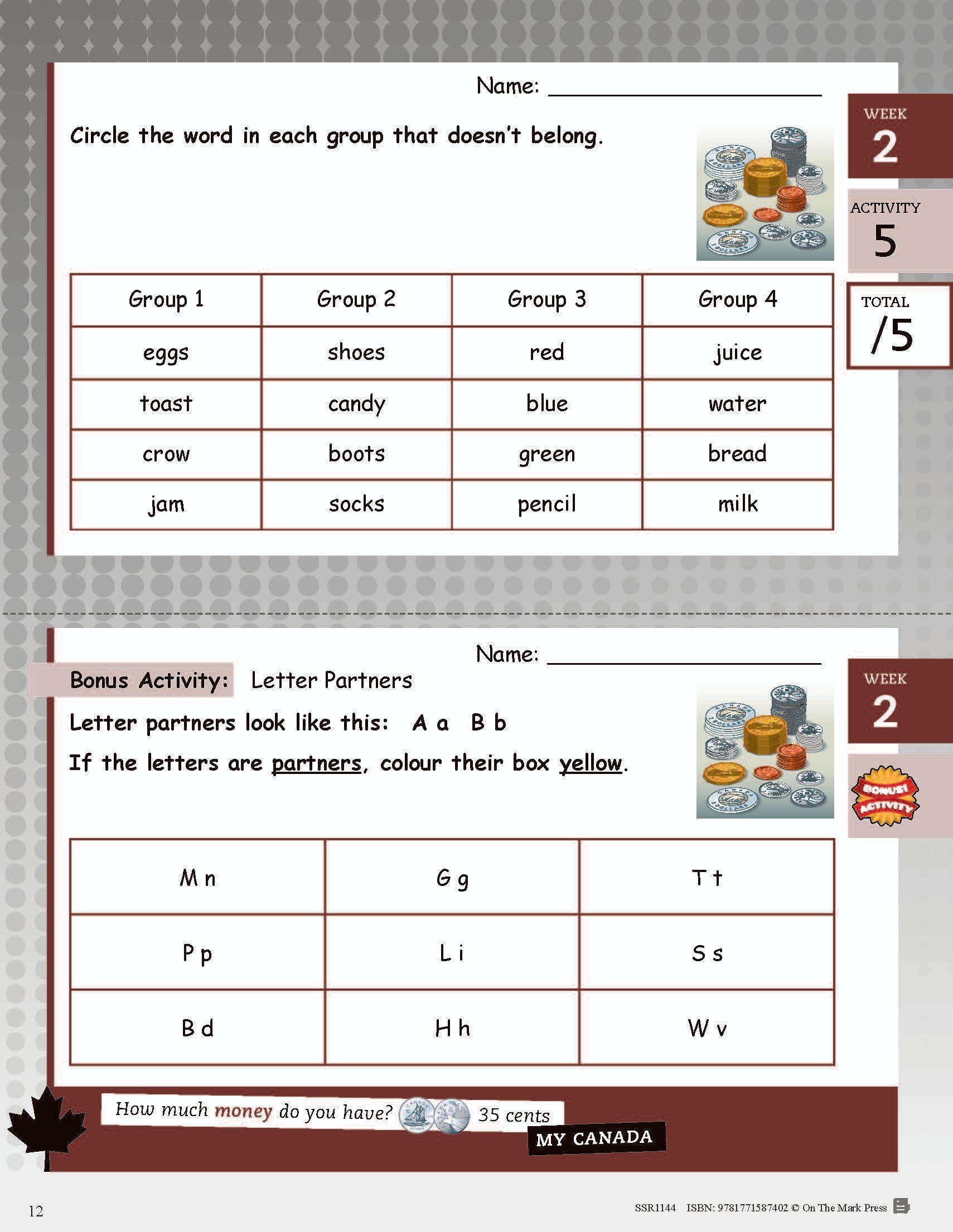 Canadian Language Activities Split Grades 1/2 $avings Bundle!