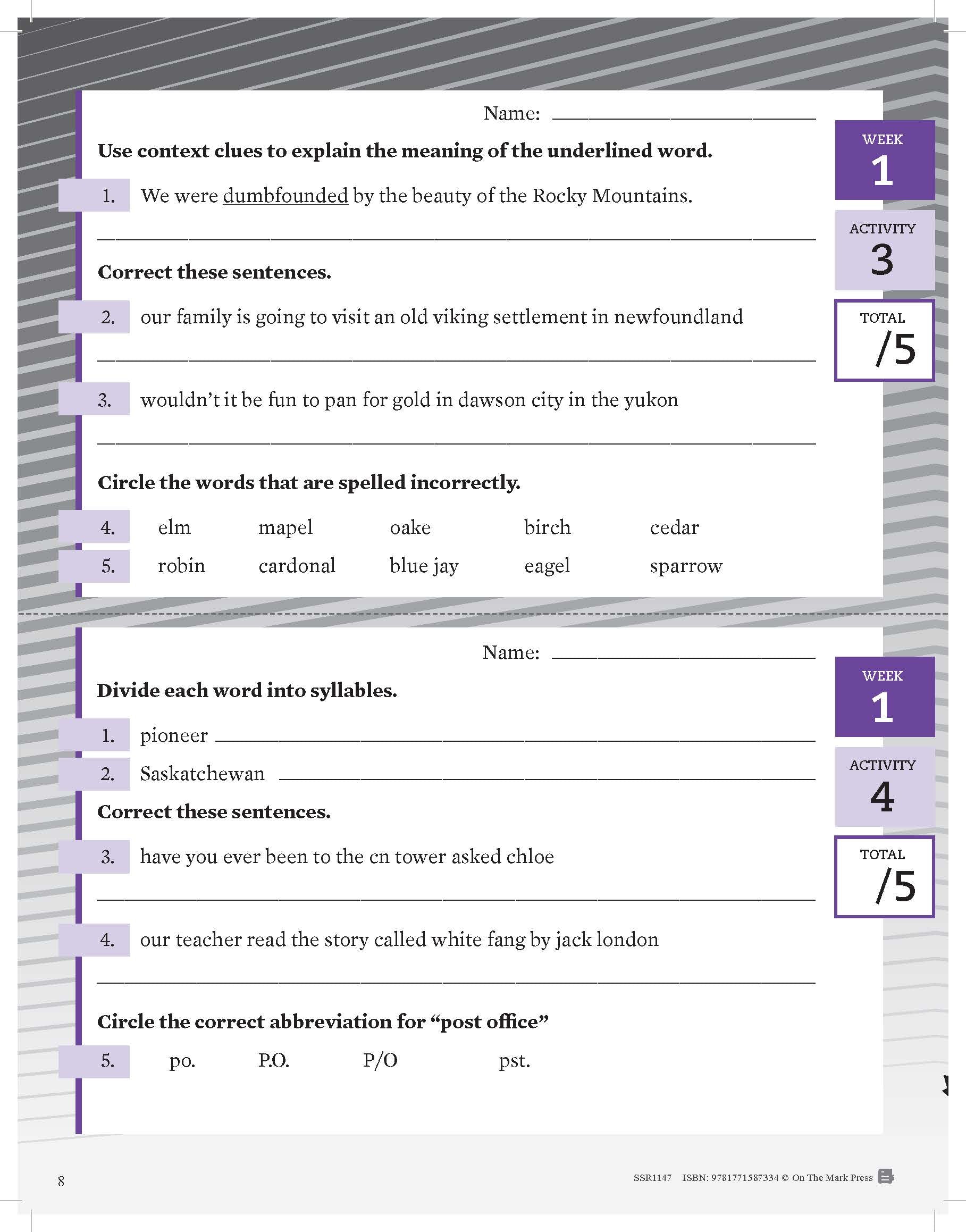 Canadian Language Activities Split Grades 3/4 $avings Bundle!