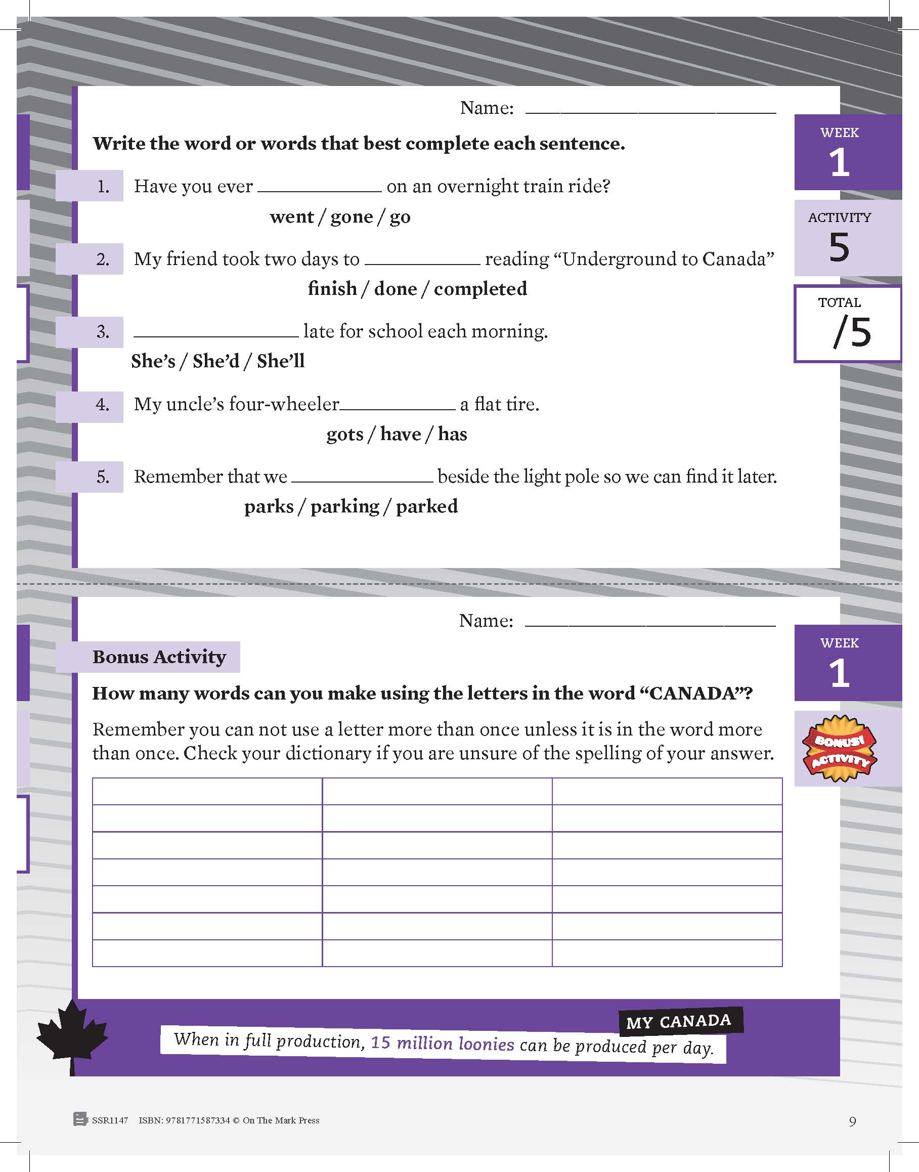 Canadian Language Activities Split Grades 4/5 $avings Bundle!