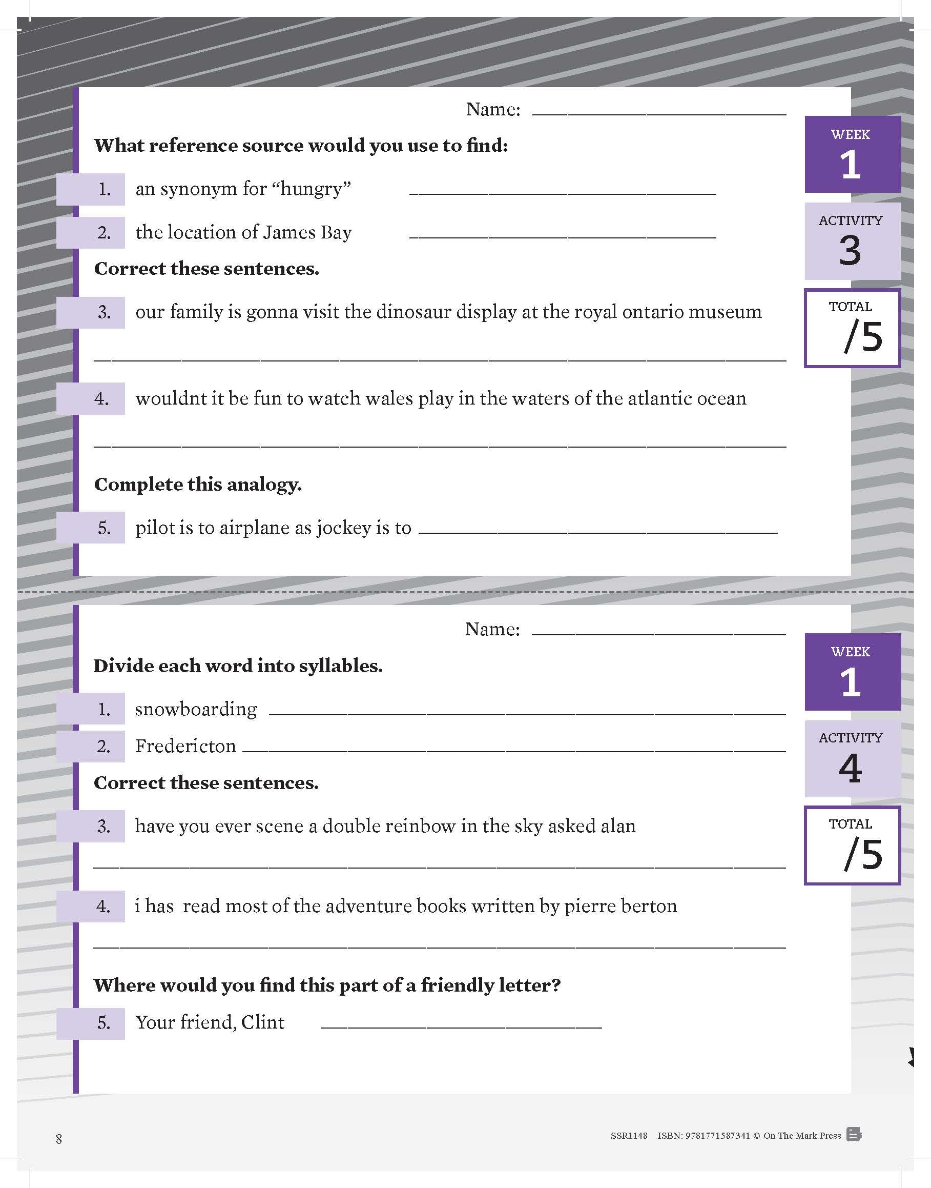 Canadian Language Activities Split Grades 4/5 $avings Bundle!