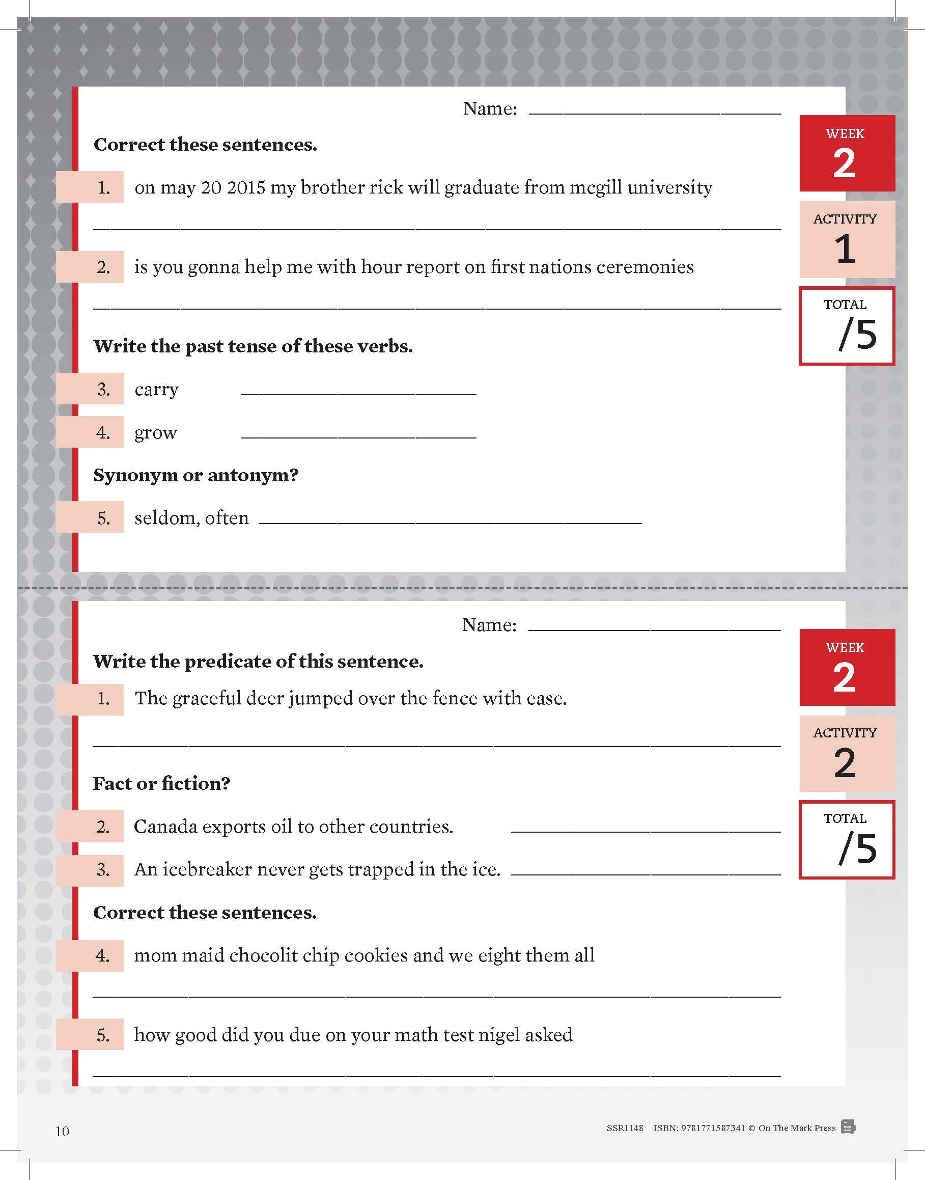 Canadian Language Activities Split Grades 5/6 $avings Bundle!