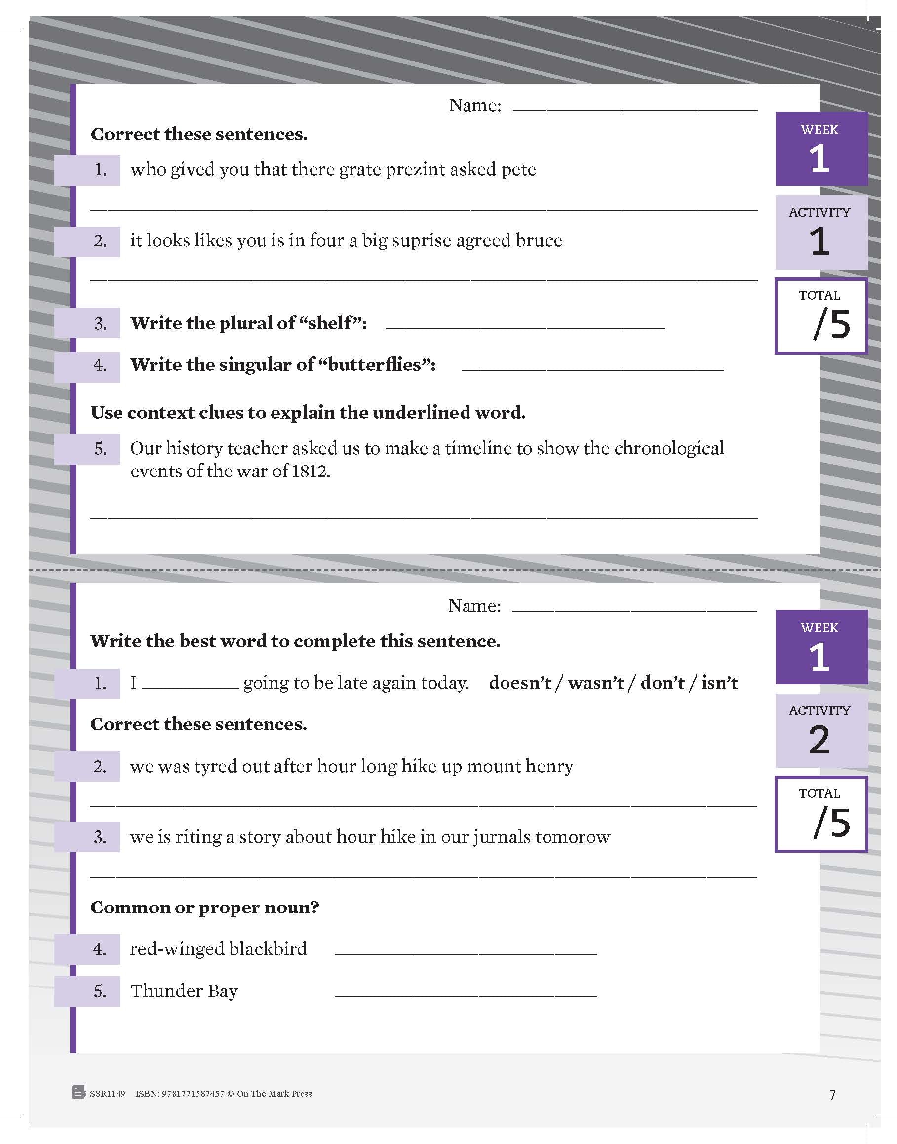 Canadian Language Activities Split Grades 5/6 $avings Bundle!