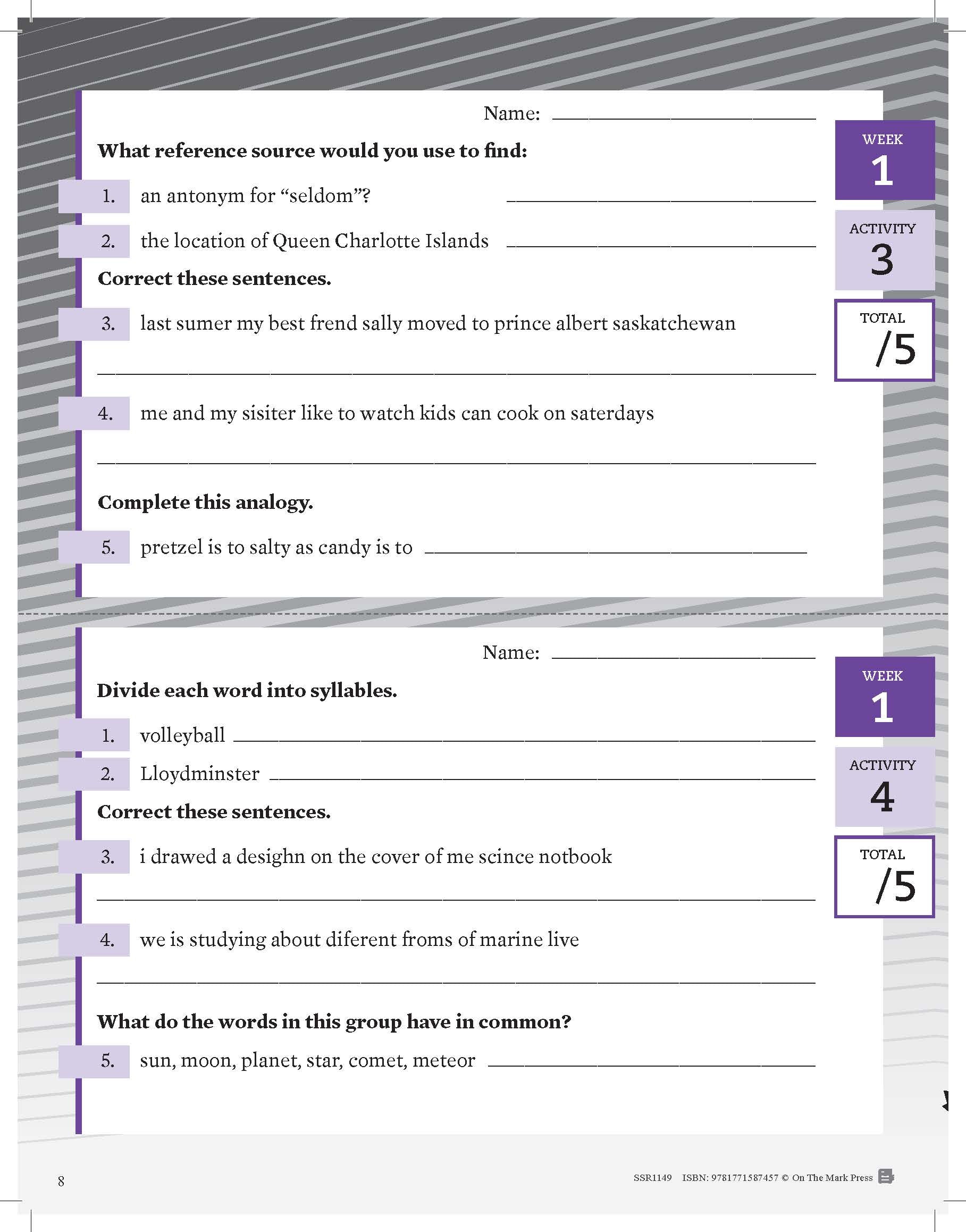 Canadian Language Activities Split Grades 5/6 $avings Bundle!