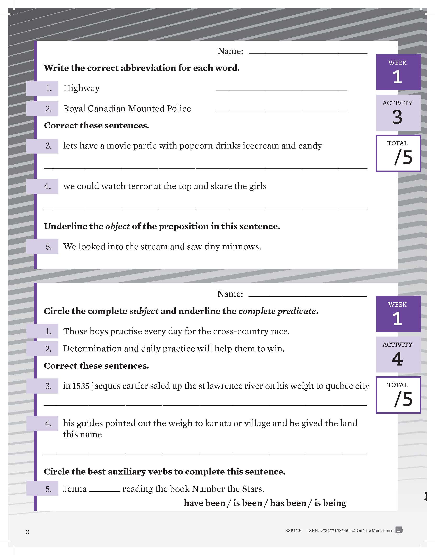 Canadian Language Activities Split Grades 7/8 $avings Bundle!