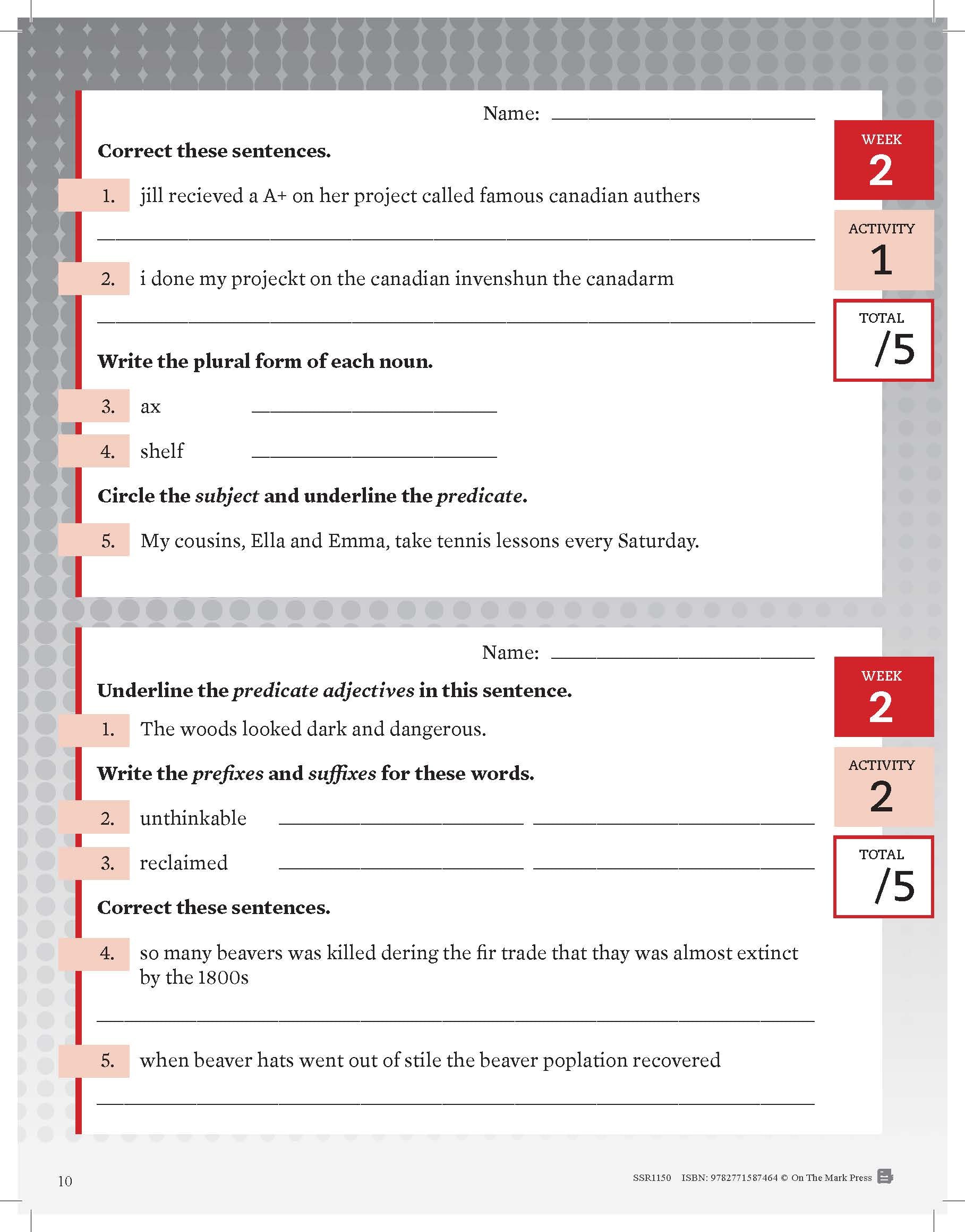 Canadian Language Activities Split Grades 7/8 $avings Bundle!