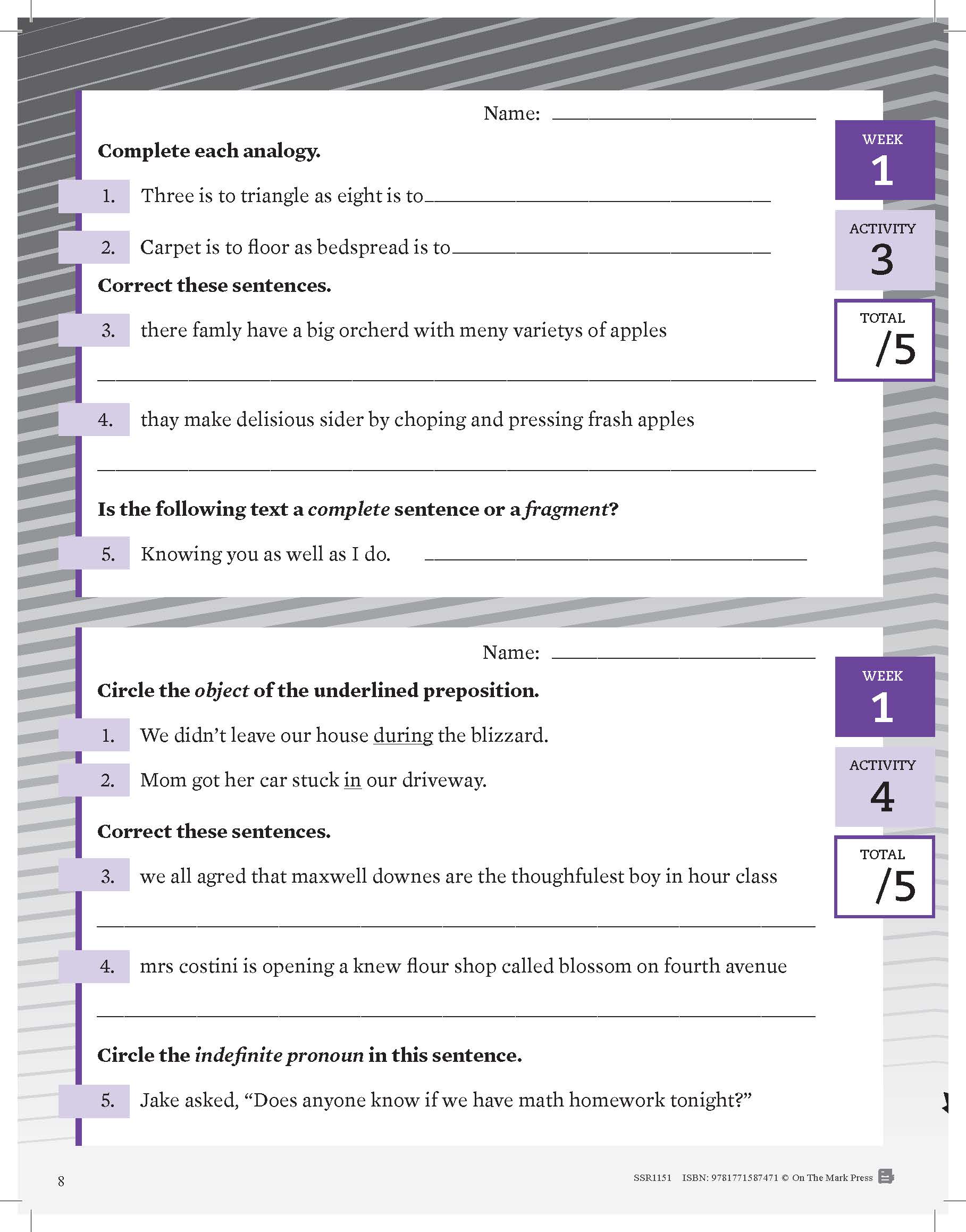 Canadian Language Activities Split Grades 7/8 $avings Bundle!