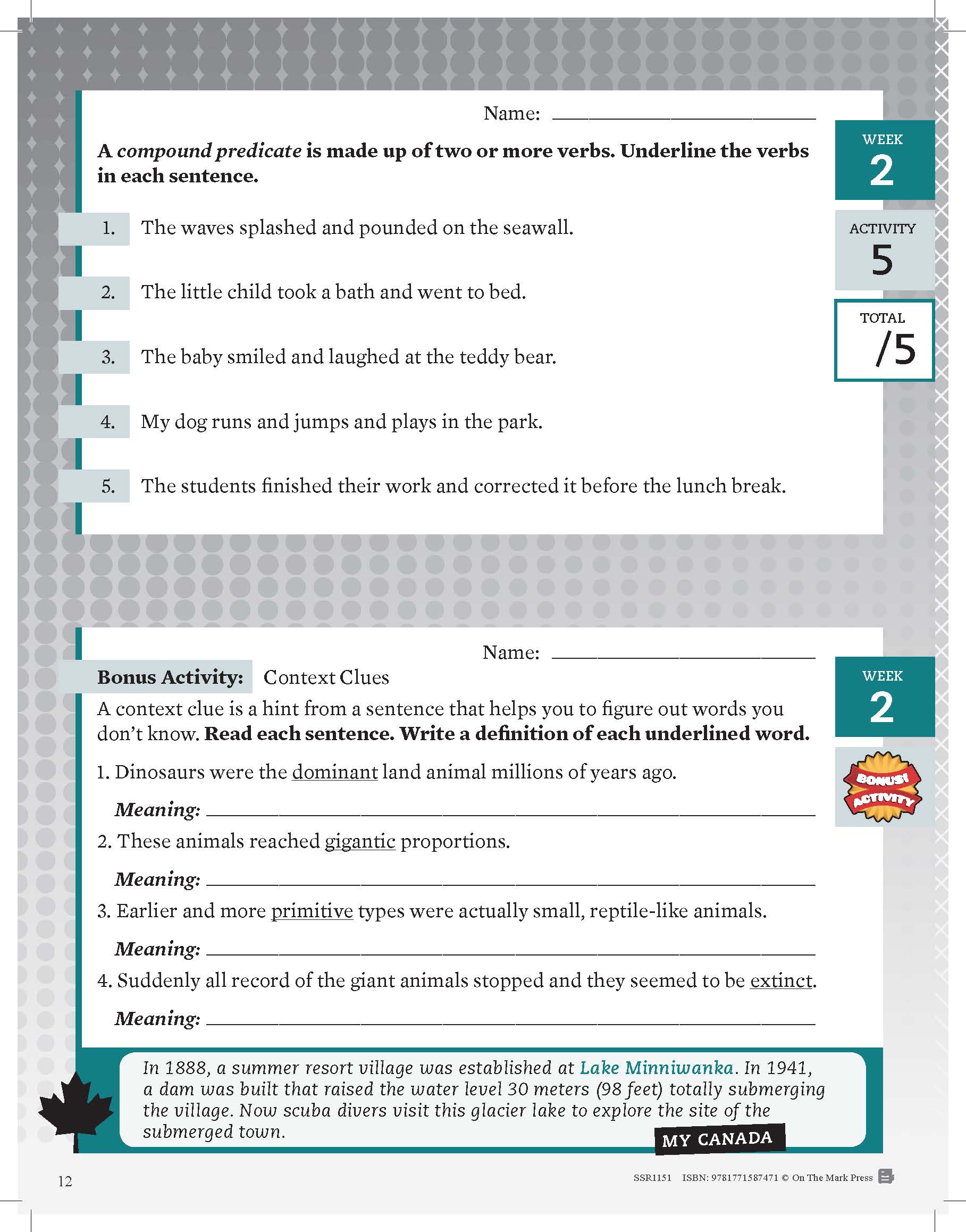 Canadian Language Activities Split Grades 7/8 $avings Bundle!