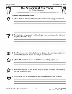 The Adventures Of Tom Thumb Fairy Tale Using Bloom's Taxonomy