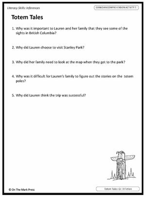 Totem Tales: A Cdn Social Studies Reading Lesson  Gr. 3-4