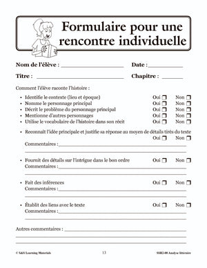 Résumé des événements 4e à 6e année : activités d'analyse littéraire