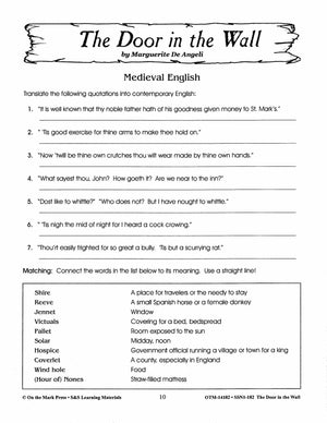 Door in the Wall Lit Link/Novel Study Grades 4-6