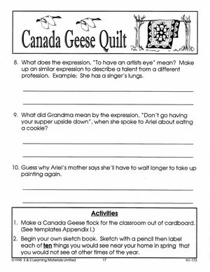 The Canada Geese Quilt Lit Link/Novel Study Grades 4-6