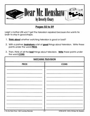 Dear Mr. Henshaw Lit Link/Novel Study Grades 4-6