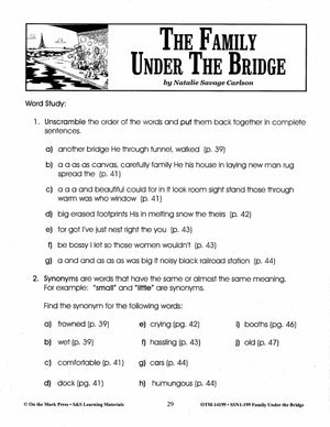 The Family Under the Bridge Lit Link/Novel Study Grades 4-6