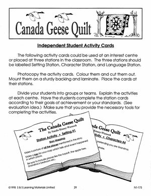 The Canada Geese Quilt Lit Link/Novel Study Grades 4-6