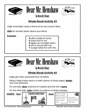 Dear Mr. Henshaw Lit Link/Novel Study Grades 4-6