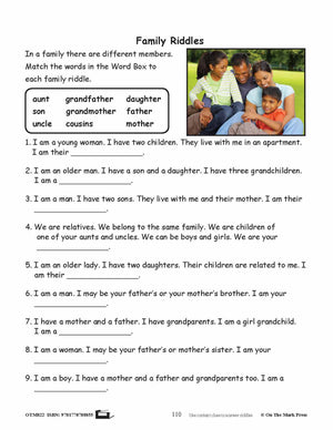 Family Riddles, Family Tree Gr. 2-3 - Aligned To Common Core