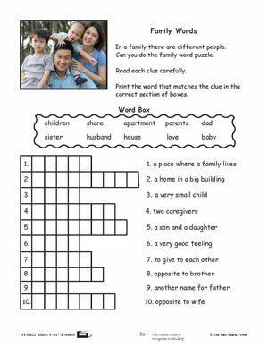 Family Vocabulary Gr. 2-3 - Aligned To Common Core