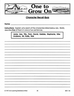 One to Grow On Lit Link/Novel Study Grades 4-6