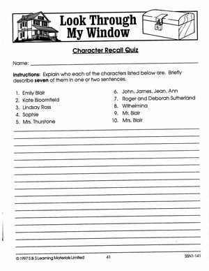 Look Through My Window Lit Link/Novel Study Grades 4-6