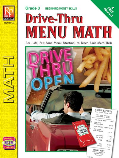 Drive-Thru Menu Math: Beginning Money Skills Gr. 3, R.L. 1-2