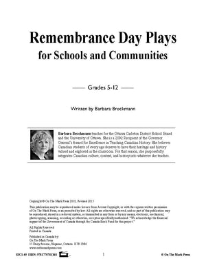 Remembrance Day Plays Grades 5-12