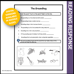 The Groundhog Reading Lesson Gr. 1-2 Google Slides & Printables Distance Learning
