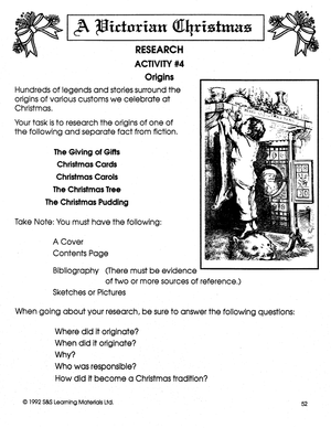 A Victorian Christmas Theme Grades 5-8