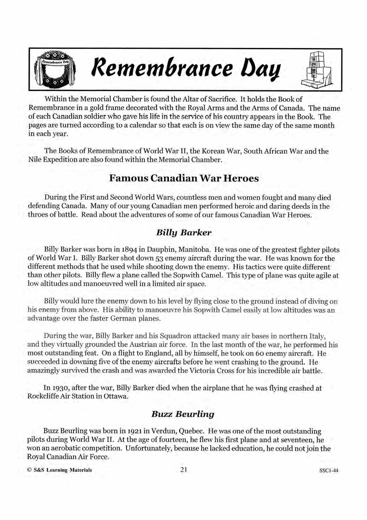 Remembrance Day Information for the Teacher