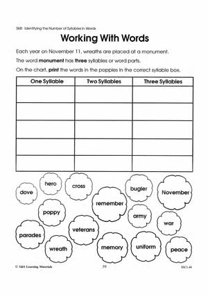 Remembrance Day Word Study Activities Gr. 1-3