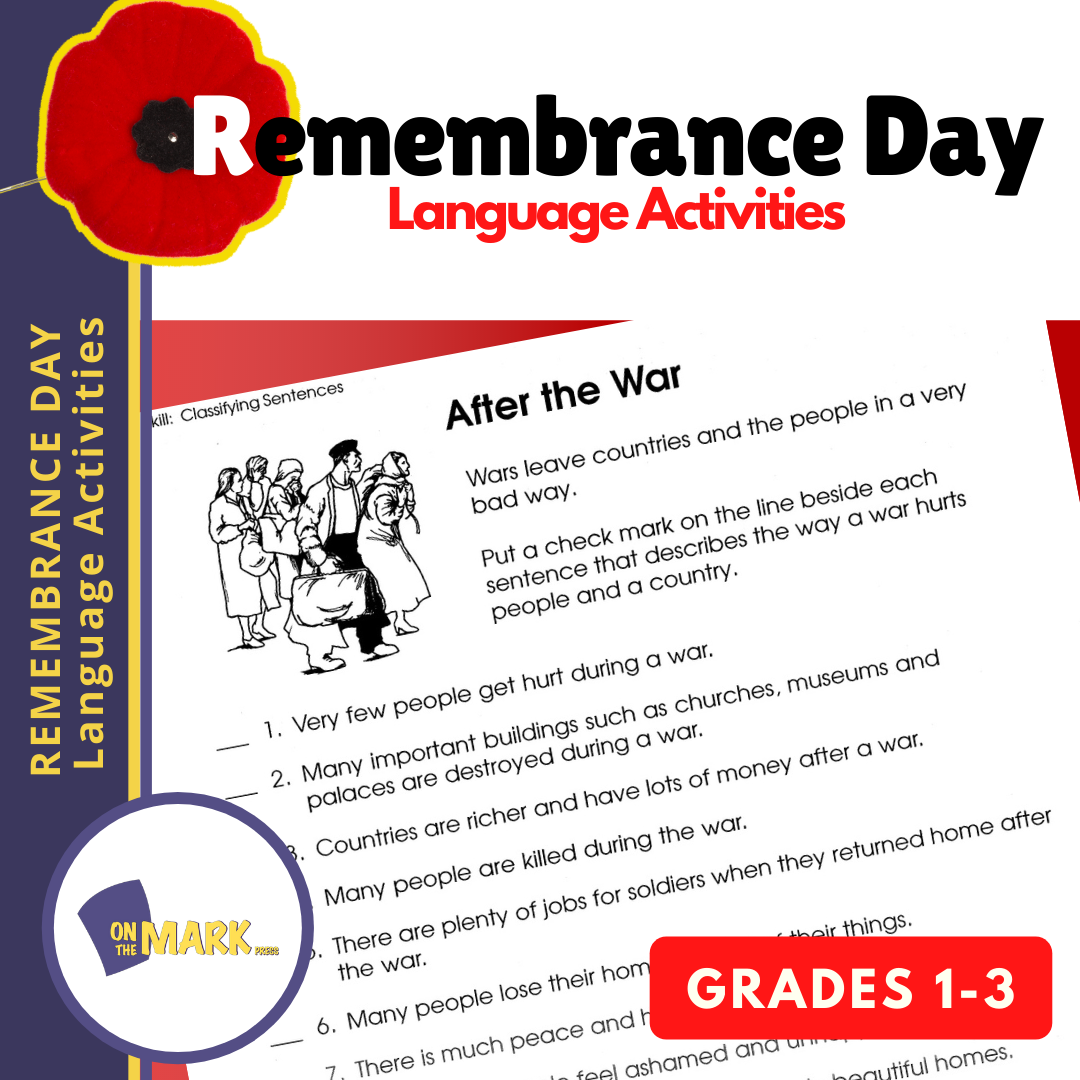 Remembrance Day Language Activities Gr. 1-3