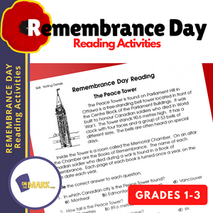 Remembrance Day Reading Activities Gr. 1-3