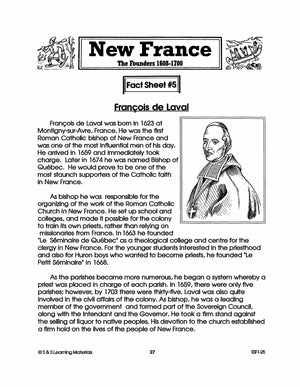 New France: The Founders 1608-1700: 10 Fact Sheets & Activities Gr. 7-8