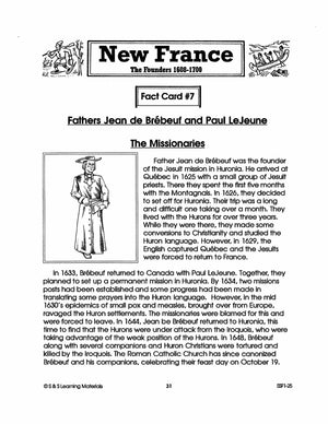 New France: The Founders 1608-1700: 10 Fact Sheets & Activities Gr. 7-8