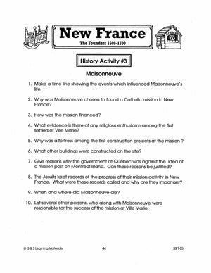 New France: The Founders 1608-1700: 10 Fact Sheets & Activities Gr. 7-8