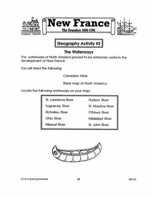 New France: The Founders 1608-1700: 10 Geography Activities Gr. 7-8