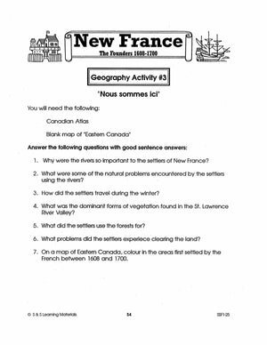 New France: The Founders 1608-1700: 10 Geography Activities Gr. 7-8